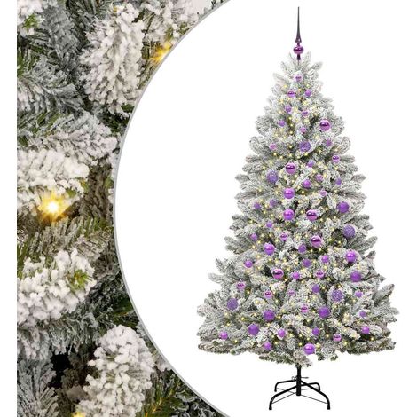 Sapin de Noël,Arbre de Noël artificiel Vert et blanc 180 cm PVC et métal CFW32274 (1/5)