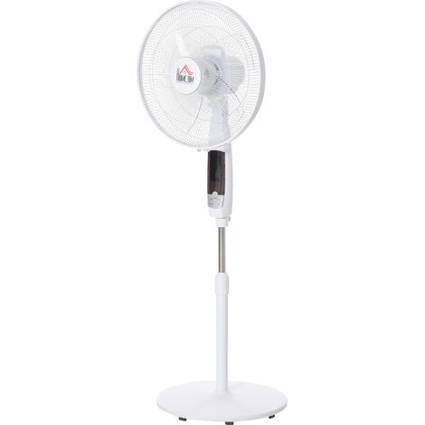 Ventilateur sur pied oscillant 85° 3 vitesses 50 W écran LED télécommande minuterie Ø 42 cm blanc