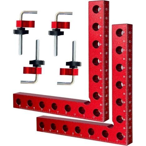 jeux d'équerres de positionnement à 90 degrés en alliage d'aluminium de 14 x 14 cm, bloc de positionnement à 90 degrés, pince d'angle en forme de L à 90°, règle d'angle de pince d'angle en al (1/4)