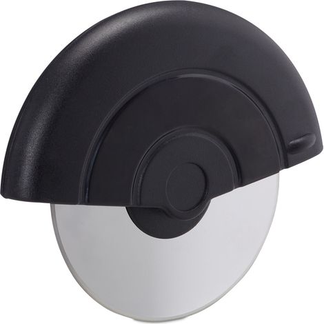 Tagliapizza ergonomico rotondo 11,5 x 13,5 x 2,8 cm facile da pulire design moderno in acciaio inossidabile nero 130004348