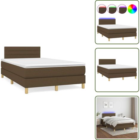 The Living Store Sommier à lattes de lit matelas et LED marron foncé 120x190 cm - Sommier tapissier (1/5)