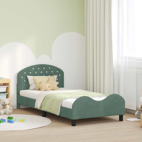 Kinderbettgestell mit Kopfteil Meergrün 80 x 200 cm Samt