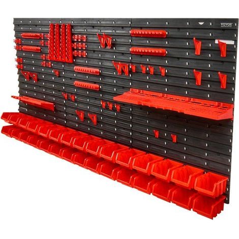 Étagère bac à bec en plastique - 30 bacs - Noir/rouge - Montage mural - Plastique PP (1/5)
