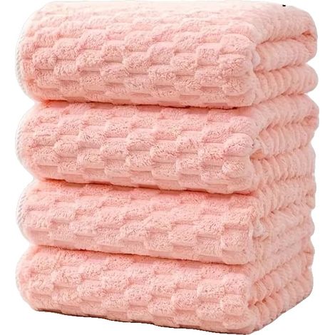 Toallas de baño, ultrasuaves y cómodas, altamente absorbentes, 4 unidades, color rosa, 70x140cm (1/2)