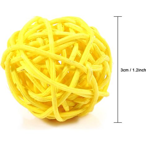 20 Stück dekorative Rattankugeln, Ornamente für Hochzeiten, Weihnachten, Geburtstage und Partys (Gelb) (1/5)