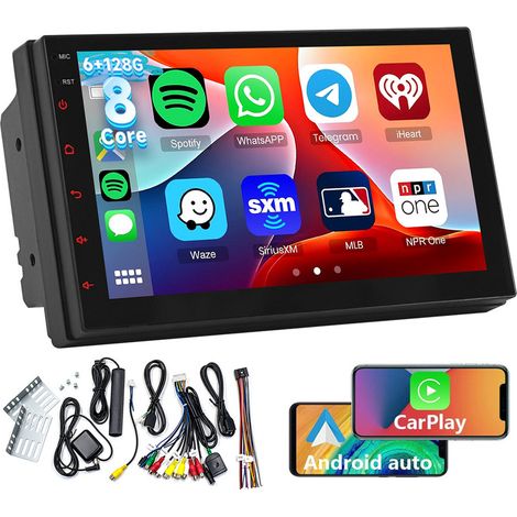 Autoradio 8 cœurs Android 14 Carplay 2 DIN GPS NAVI WiFi AM RDS Bluetooth - 6+128G (1/5)