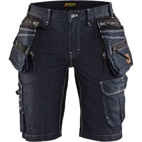 Short de travail X1900 artisan denim stretch 2D femme 7992 - Marine/Noir S - FR(36) - SE(C34) - Standards (1/4)