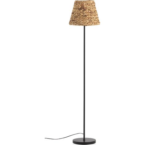 Stehlampe aus Naturfasern und Metallfuß