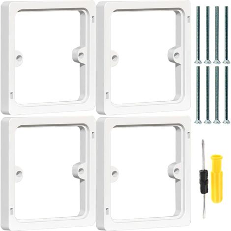 4 pièces d'entretoise carrée de 10 mm, entretoise à prise unique, interrupteur d'éclairage encastré à 1 prise de 10 mm avec entretoise pour augmenter l'espace d'installation, blanc (1/5)