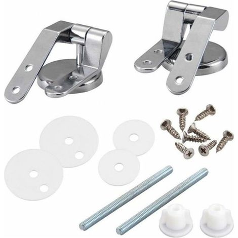 Charniere Abattant WC, Kit Fixations Remplacement pour WC Abattant, Charnière WC Fixations, pour Sièges de Toilette en Résine de Bois - 2 Pcs (1/5)