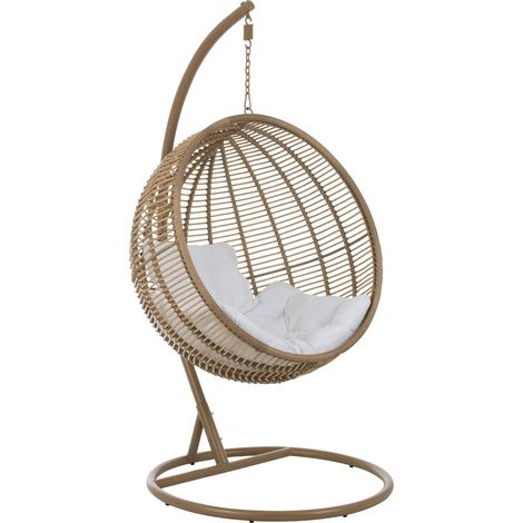 Fauteuil suspendu extérieur Lounge Lincoln en Fer - Naturel, blanc (1/5)