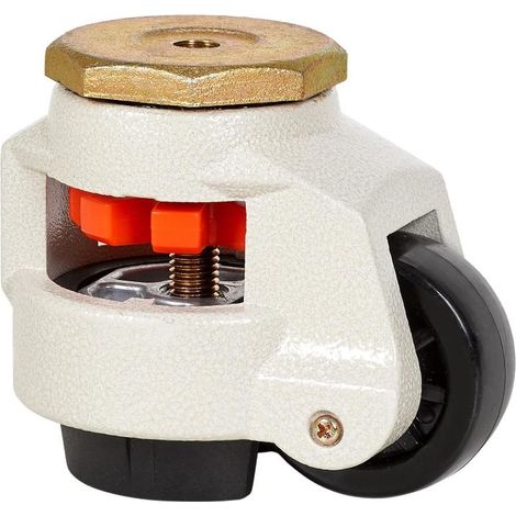 rueda giratora de nivelacion agujero m12 21fm63 nylon negro eje liso (1/2)