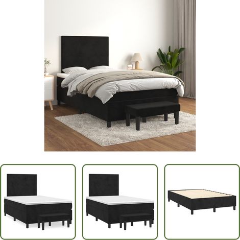 Matratze - Boxspringbett mit Matratze Schwarz 120x200 cm Samt (1/5)