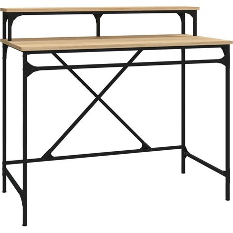 Bureau chêne sonoma 100x50x90 bois d'ingénierie et fer (1/5)