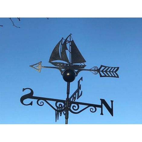 Sailing Boat Weathervane - Steel - W65 x H88 cm - Black