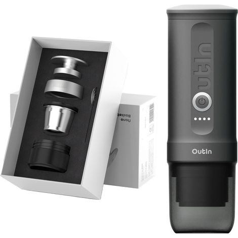Set OutIn Nano Espressomaschine + Basket Plus Grau
