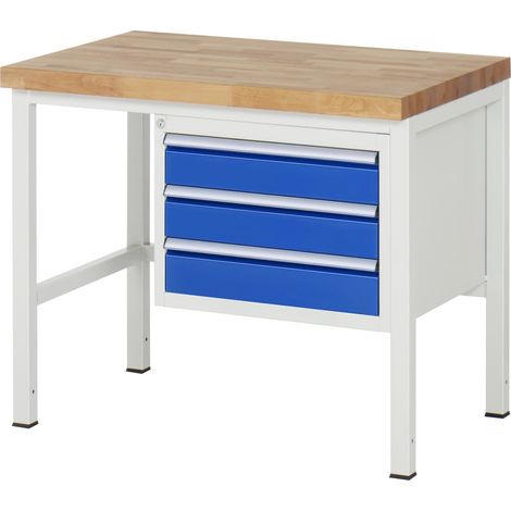 Rau Werkbank höhenverstellbar 8127A1, B1000xT700xH840-1040mm, 3x Schublade-TA (1/5)