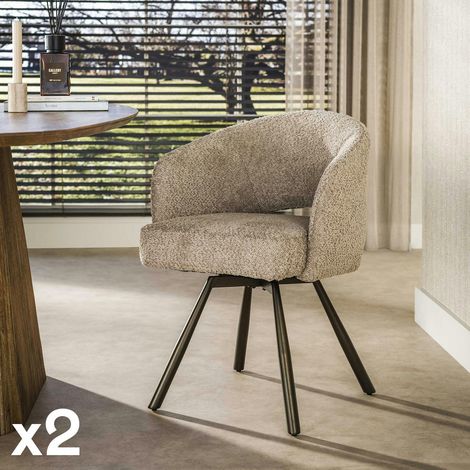 Chaise pivotante en bouclette sable pieds bronze (x2) CREEK (1/5)