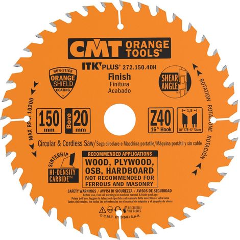 Scie circulaire ITK plus HW 150 x 1.5 x 20 (+ 16) Z = 40 ATB + Shear Orange