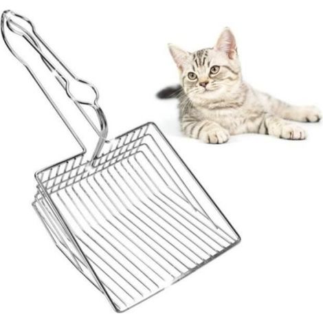 1 Pelle à litière pour chat, Métal chromé, Tamisage rapide, Revêtement antiadhésif, Intérieur (1/3)