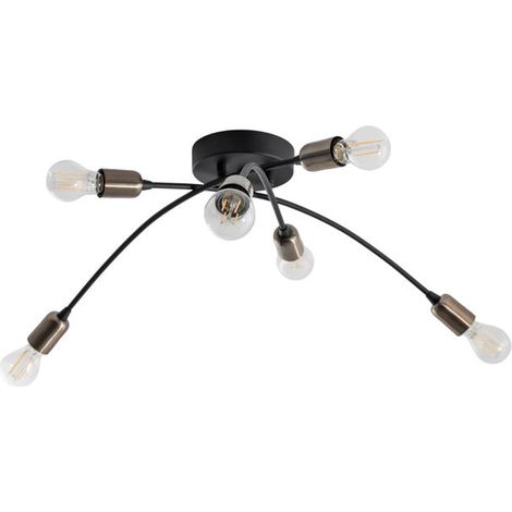 [NEUWERTIG] B-Ware Opviq Deckenleuchte Deckenlampe Banana schwarz Metall 6-flammig E27 LED 67 cm (1/2)