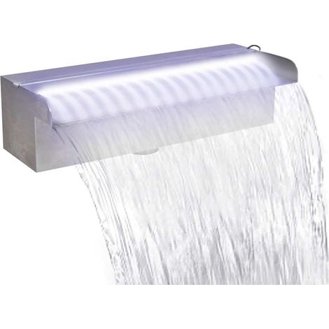 vidaXL Fuente cascada rectangular LED piscina acero inoxidable 30 cm (1/5)