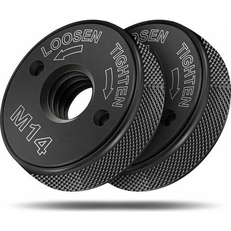 Quick Clamping Nut M14, for all Angle Grinders from AEG, Black & Decker, Dewalt, Flex, Hitachi, Metabo, Makita etc. (2x Clamping Nuts), Black MUMU (1/4)
