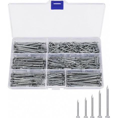 320 Pcs Clous pour Tableaux, Clous en Acier, Clou Beton, Clou pour Cadre, Accrocher des Tableaux, Muraux, Bricolage, Loisirs Créatifs, Béton (1/5)