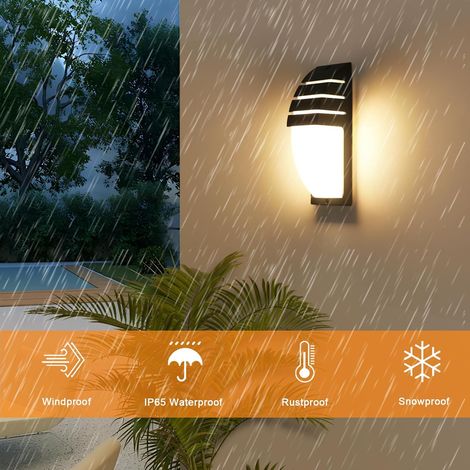 Pack Applique Murale Extérieure LED, 12W 1300LM IP65 Étanche Lampe Murale 3000K Lumière Chaude, Luminaire Mural Noir pour Cour, Jardin, Chambre, Salon, 22.5CM x 8CM (2 Pack 3000k Lumière Chaude) (1/4)