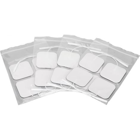 16 électrodes carrées auto-adhésives réutilisables 5x5cm (2 pouces) pour thérapie, connecteur 2mm/0.08in, patchs de remplacement (1/5)
