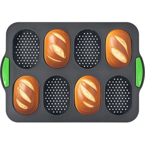 Moule à pain en silicone, moule à pain à 8 grilles, moule gateau silicone, moule à pâtisserie antiadhésif, moule à pain français, facile à nettoyer (1/5)