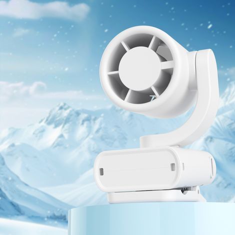 Ventilateur Pince Rechargeable USB Silencieux et Portable pour Chapeau ou Parapluie, Modèle Blanc-lsw