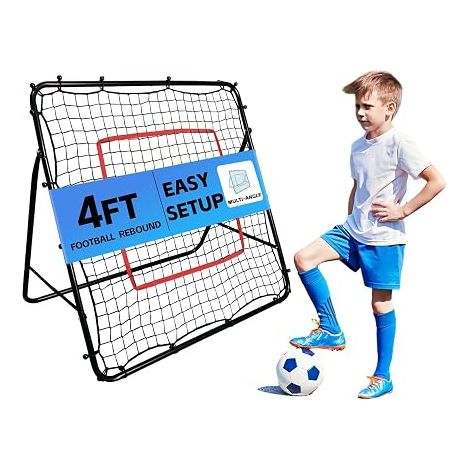 Square Football Rebound Net for Solo Training Durable Material for All Ages Black (1/5)