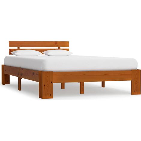 Estructura cama sin colchón madera pino marrón miel 120x200 cm (1/5)