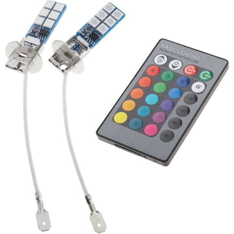 2 RGB-LED-Nebelscheinwerferlampen 880 881 H1 H3 für Pkw mit Stecker - AquaForge