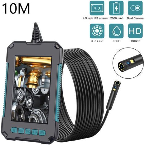 1080p HD Endoscope with 4.3 inch Screen - Automotive inspection, pipelines, air conditioning - IP68 waterproof camera - Adjustable LEDs - Rechargeable battery - Rigid cable length of 10 meters-INHHU (1/5)