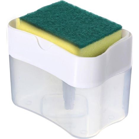 Dispensador de jabón líquido para platos - Dispensador de detergente líquido 2 en 1 para cocina - Organizador dispensador de jabón líquido para encimera y fregadero (Blanco) (1/5)