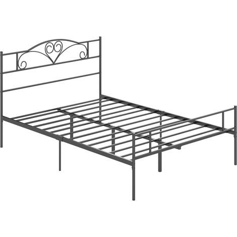 Cadre de lit en metal avec tete de lit 300 kg capacite 145L x 211l x 106H cm Noir (1/5)