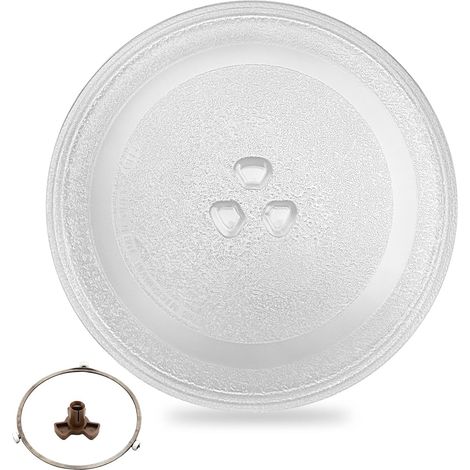 Assiette micro-ondes en verre Ø 24,5 cm Plateau tournant universel pour micro-ondes en verre de rechange avec anneau de plaque et support (1/5)
