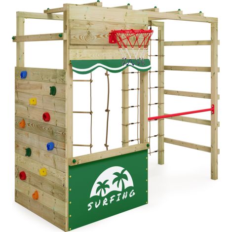 Wickey Smart Action climbing frame with basketball hoop in green