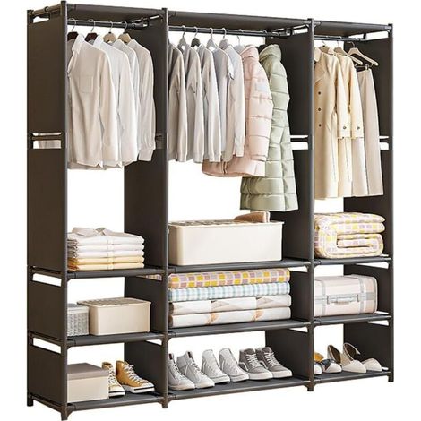 Armoire Porte-manteau simple en métal robuste pour chambre à coucher, cintres autoportants, 130 x 36 x 170 cm (1/5)