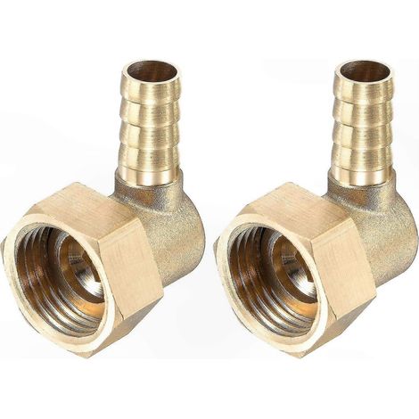 Raccord coudé à embout cannelé 10mm x G1/2 femelle avec écrou tournant, connecteur pour eau, carburant, air, lot de 2 pièces. (1/4)