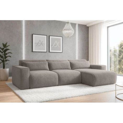 AX LIVING Wohnlandschaft mit Schlaffunktion Ruyam Hellbraun Sofa 310 cm R
