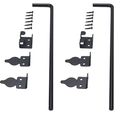 Lot de 2 verrous de portail en bois, tige de verrouillage de 45,7 cm (18 po), quincaillerie robuste, loquet de sol, butée métallique, goupille de portail en fer (1/5)