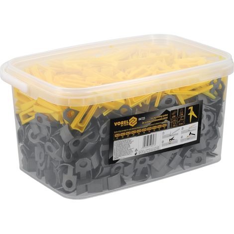 Fliesen Nivelliersystem 1,5 mm Set mit 700 Clips, 200 Keilen und Zange