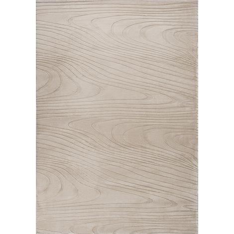 Alfombra de pelo de conejo sintético peluda motivo vetas 160 x 230 cm beige Ontake (1/5)