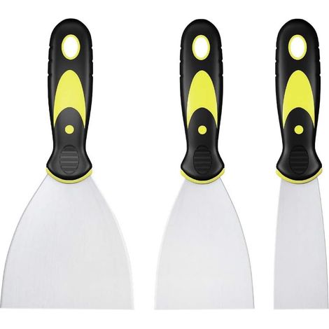3 Pièces Jeu de Spatules en Acier Inoxydable, Couteau à Enduire avec Spatule à Manche en Plastique, Rayures de Couteau à Palette, Spatule Bricolage pour DIY Décoration Enlèvement de Peinture (1/5)