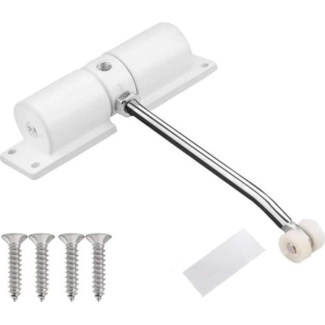 Cierrapuertas automático, cierrapuertas de seguridad con resorte de aleación de zinc blanco, bisagra de puerta ajustable de 30 kg. (1/5)