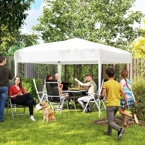 Tonnelle de jardin extérieur 3x3m Tonnelle pliante Pop up Tente Pliable Barnum de Jardin Pliant Anti-UV + Sac de Transport Acier Oxford Blanc