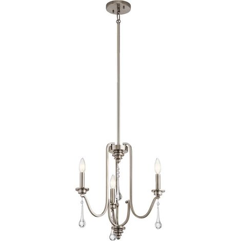 Lampadario Classico Karlee Acciaio Peltro Classico Cristallo 3 Luci E14 (1/5)